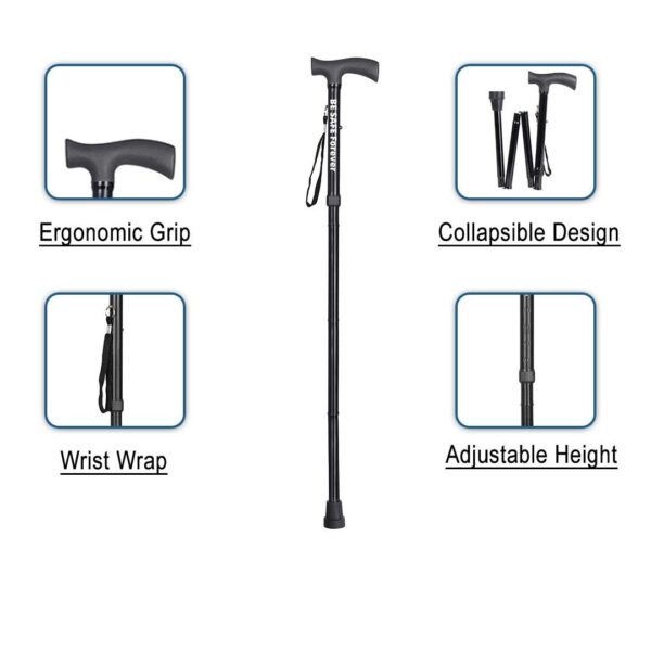 2 folding walking stick for elderly old age people men and women