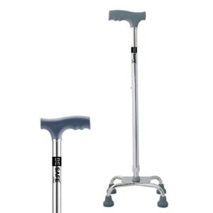 Adult Walking Stick with Quad Base Support for Old Age People/Patient, Grey
